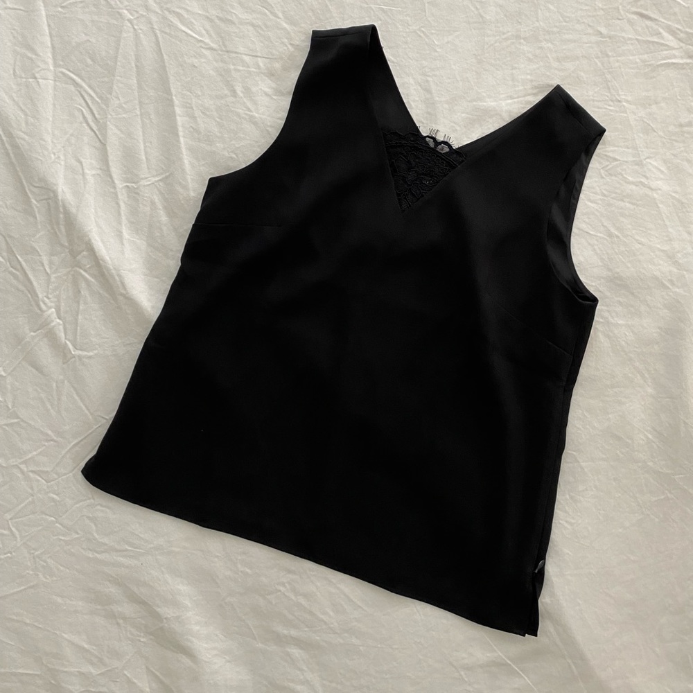 Talbots Black Sleeveless V-Neck Formal Blouse